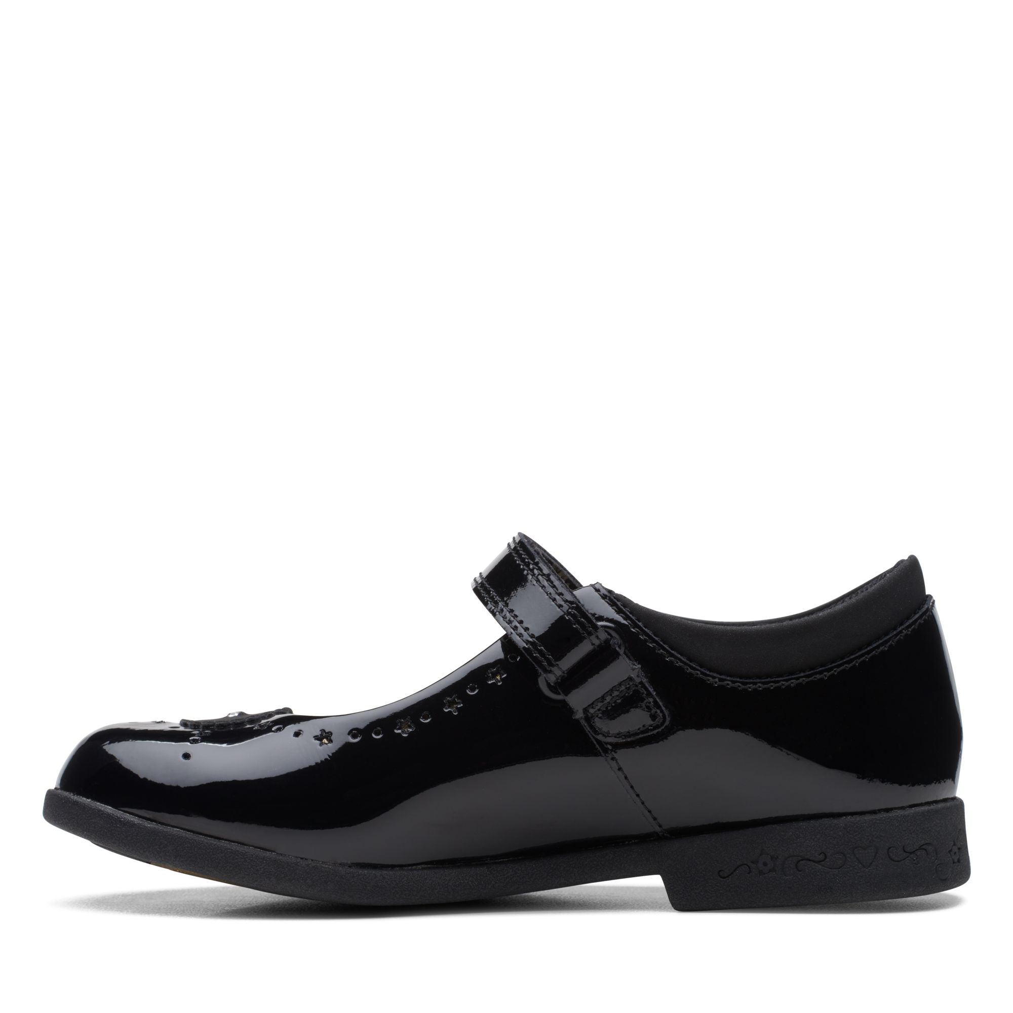 Clarks black outlet patent school shoes